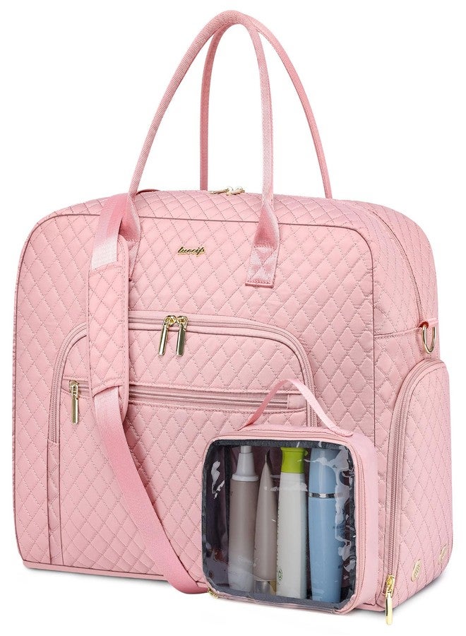LUOCIP Travel Duffle Weekender Bags for Women - Weekend Bag Women with Shoe Compartment Carry On Overnight Bag with Toiletry Bag Duffel Bags Wet Pocket for Gym Hospital Bags for Labor and Delivery Pink - Image 1